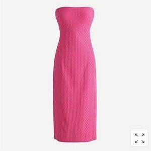 J.Crew NWT Strapless Stretch Matelassé Midi Dress Fuchsia Pink Size 2
